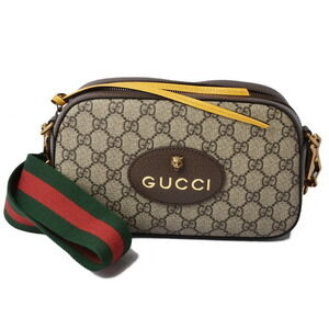 Gucci Tiger Shoulder Bag Clutch Pouch GG Supreme Brown Beige Web Line
